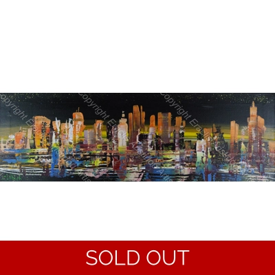 SOLD Colourful city night skyline 4022